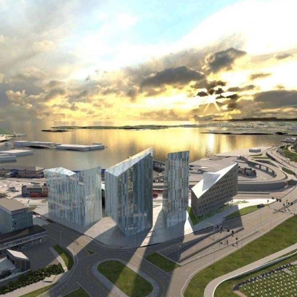 Bilde av Quadrum bygg E, stort bygg i Kristiansand med utsikt mot sjøen