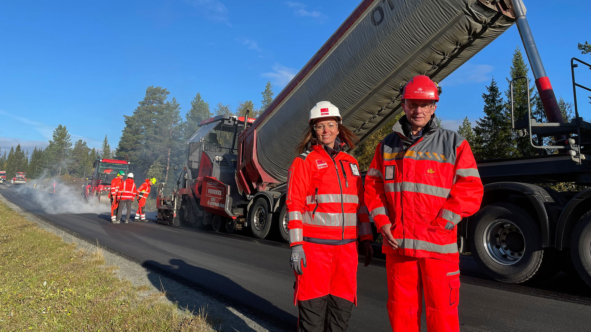 Asfalt på veistrekning. Miljøasfalt. Foto.
